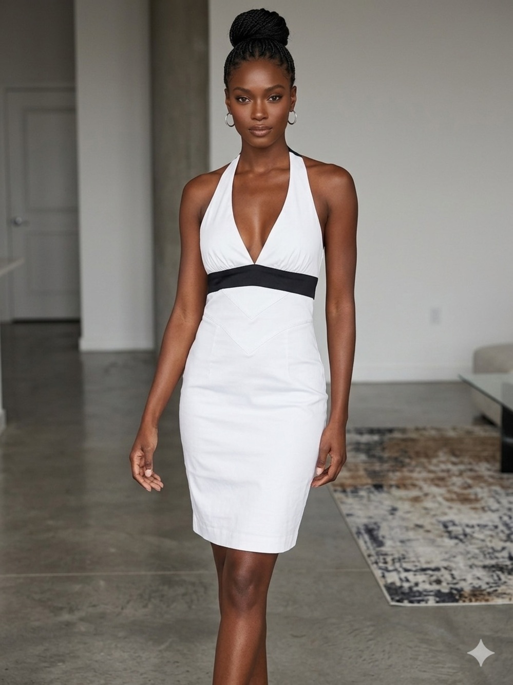 bebe White and Black Mini Dress